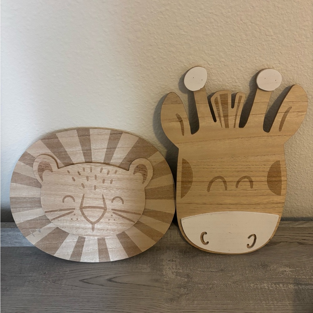 Hobby Lobby Wooden Animal Wall Art Set - Brown and Cream
